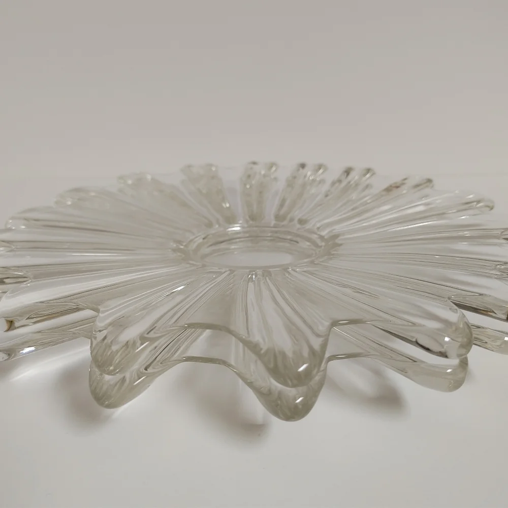 Vintage Federal Clear Glass Platter Wavy Pattern